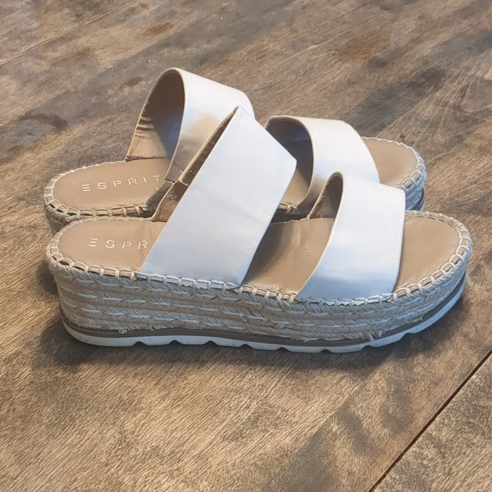 Esprit Cream Espadrille Platform Slide Sandals Size 9